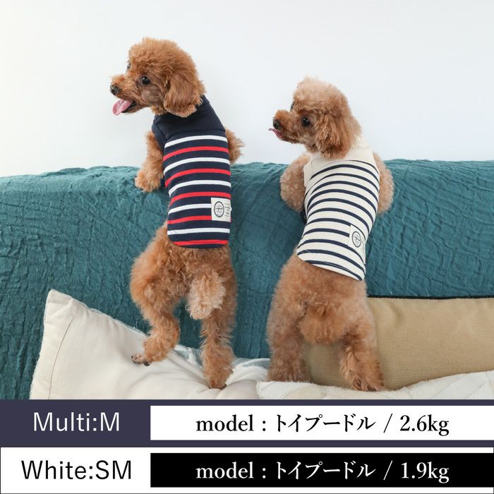 Vague 犬 服 犬の服 ドッグウェア ペットウェア 袖なし タンクトップ 綿 コットン ボーダー 小型犬 ダックス 夏 マリン コーデ 